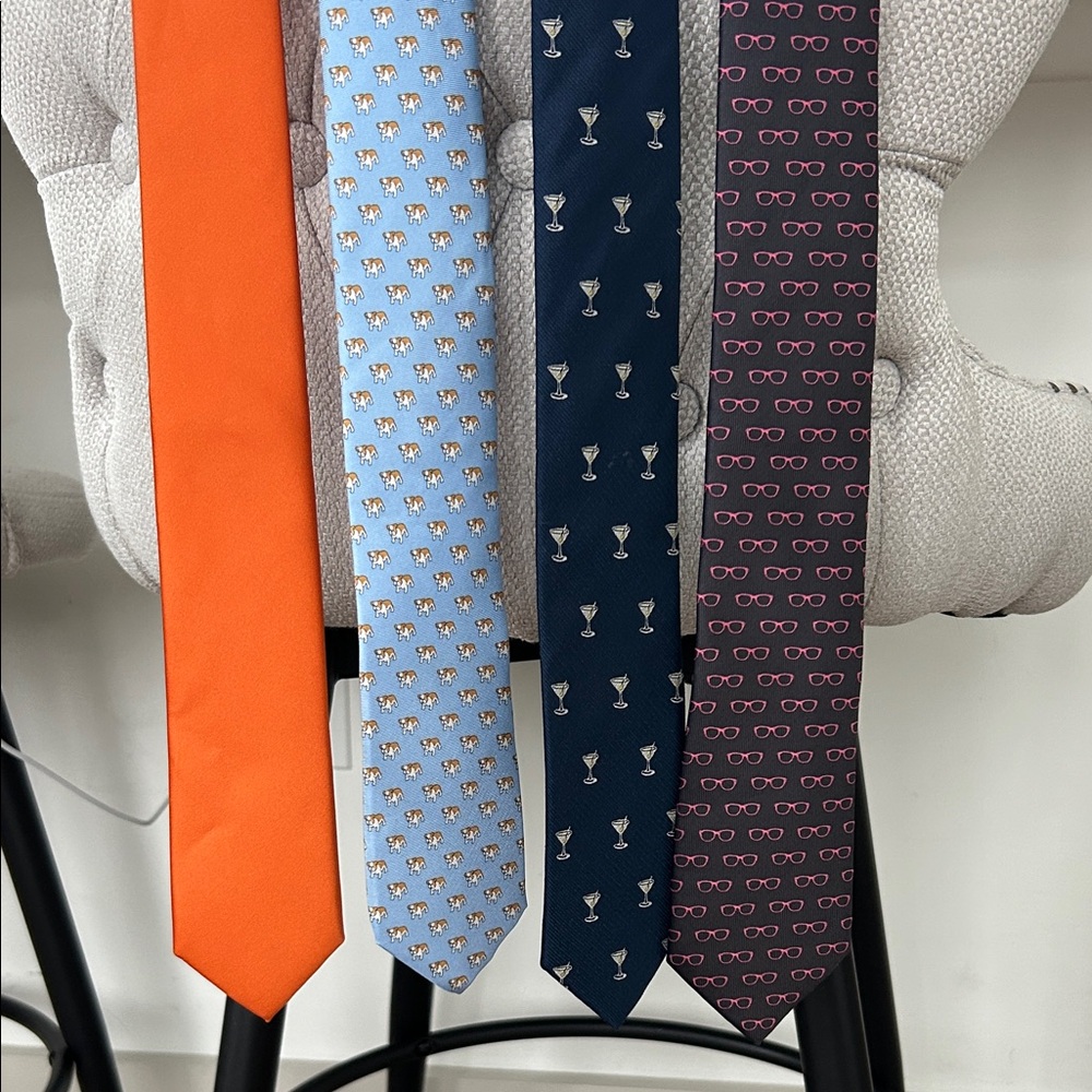 Neck Tie Set - Orange, Light Blue, Navy, Black